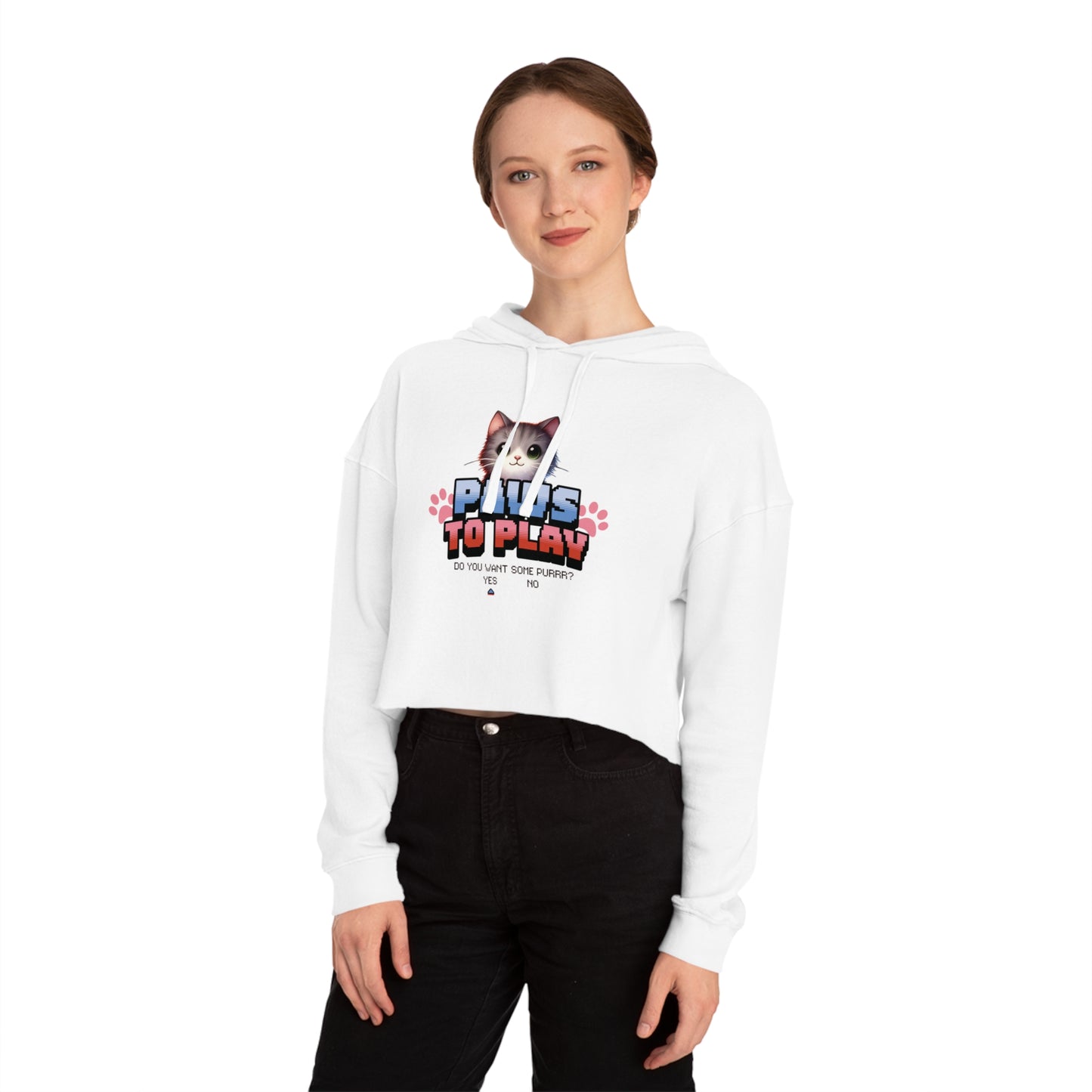 Gamer Cat - Women’s Cropped Hooded Sweatshirt