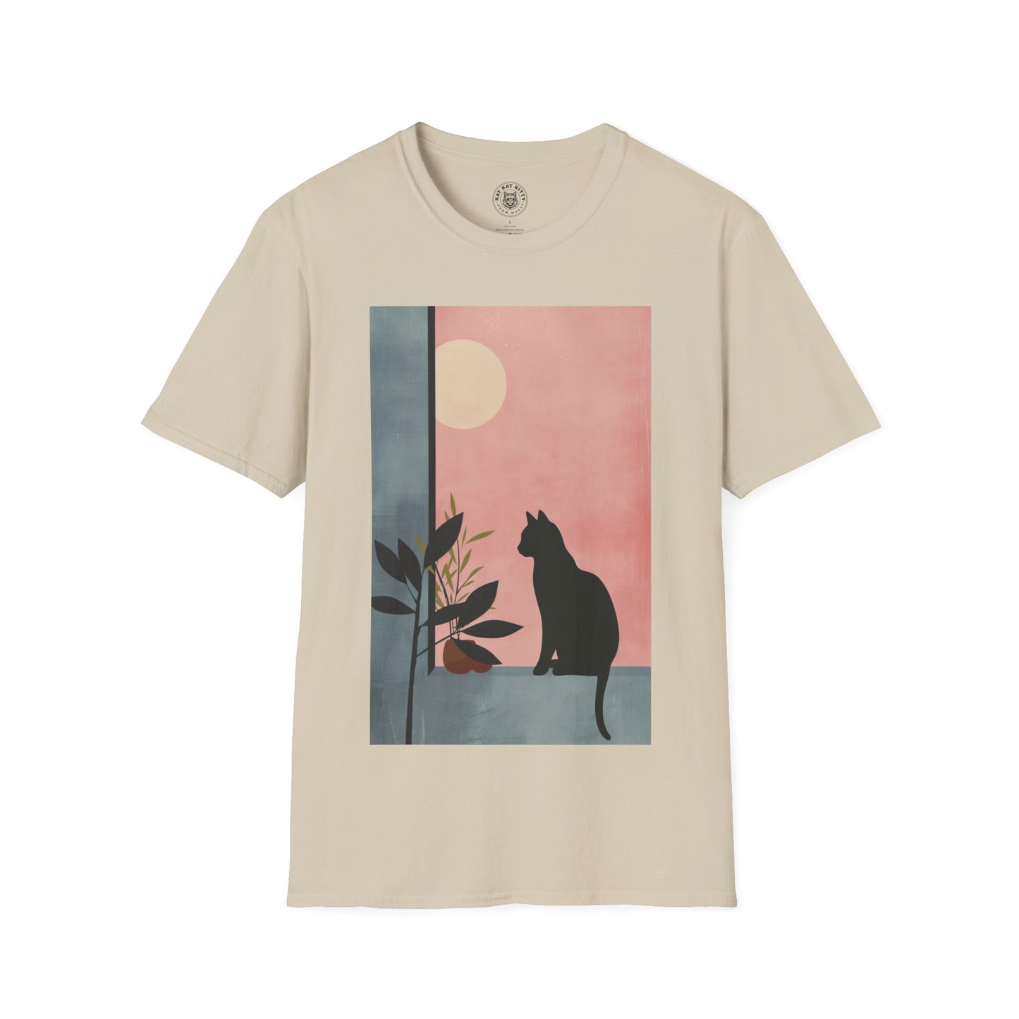 Painting Minimal Pastel Black Cat - Unisex Cat Graphic Tees | Graphic T Shirts