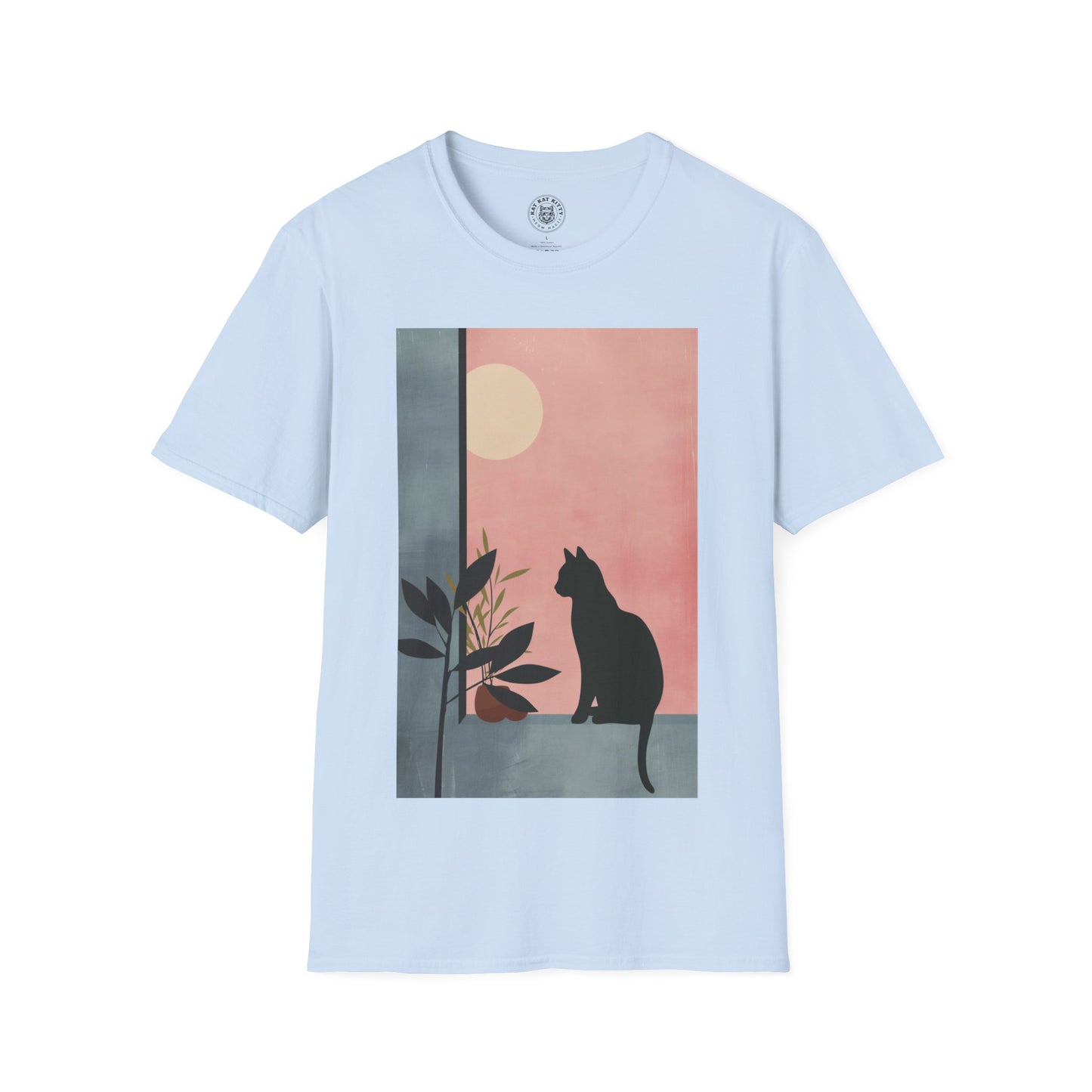 Painting Minimal Pastel Black Cat - Unisex Cat Graphic Tees | Graphic T Shirts