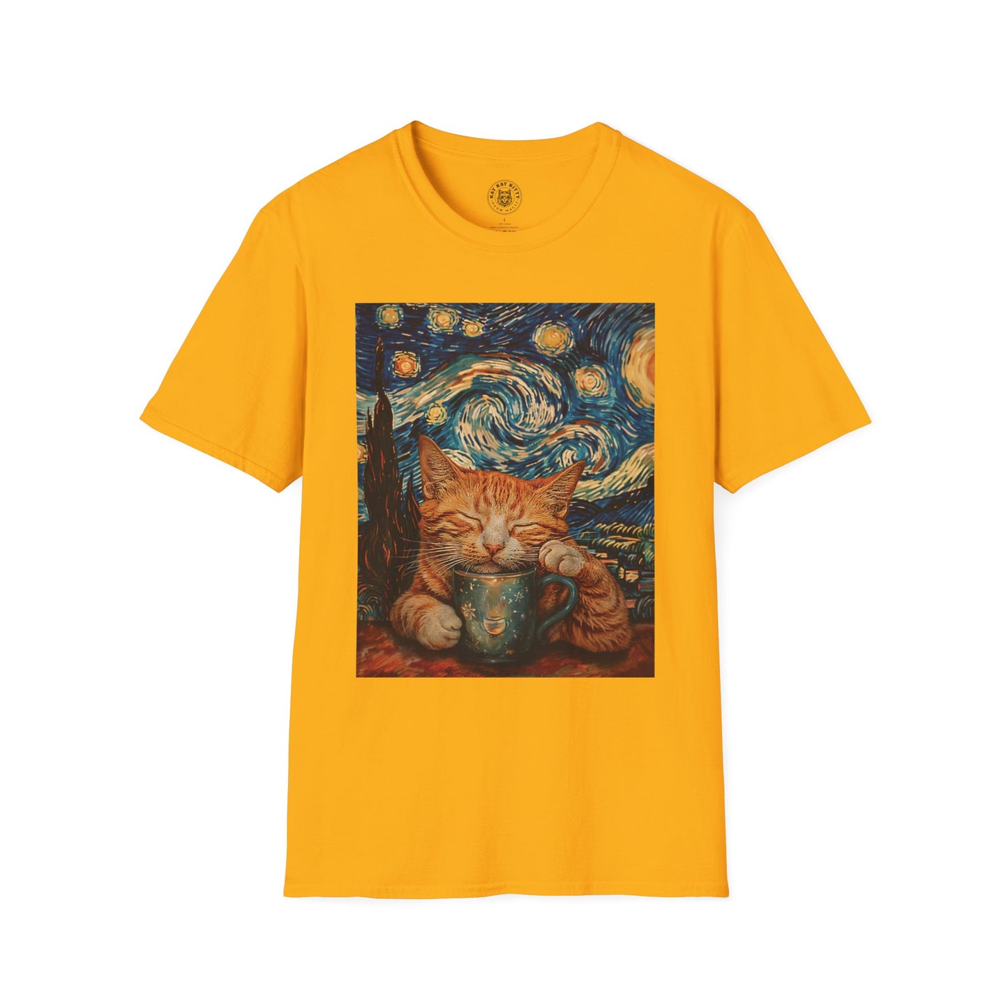 Painting The Starry Night Cat - Unisex Cat Graphic Tees | Graphic T Shirts