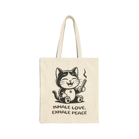 Inhale Love Exhale Peace - Cat Tote Bag