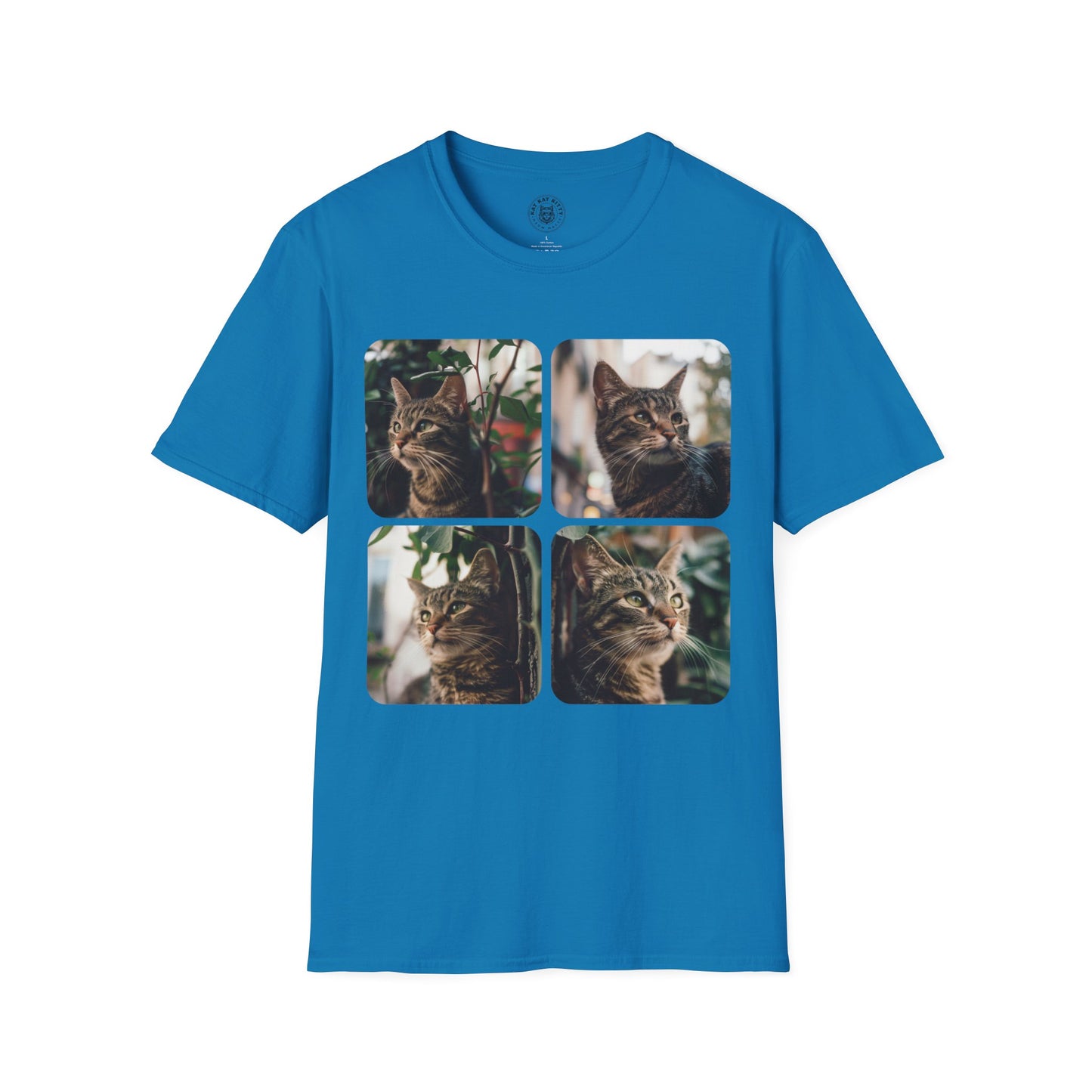 Polaroid Portrait Cat With Plants - Unisex Cat Graphic Tees | Graphic T Shirts