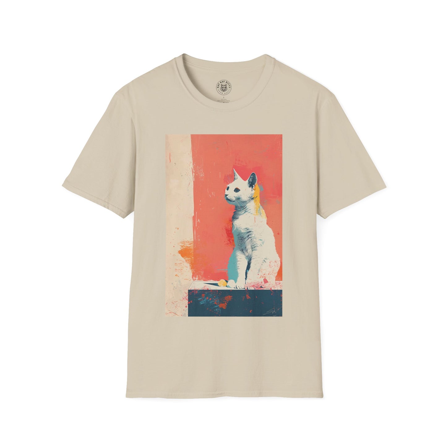 Painting Minimal Pastel Cat - Unisex Cat Graphic Tees | Graphic T Shirts