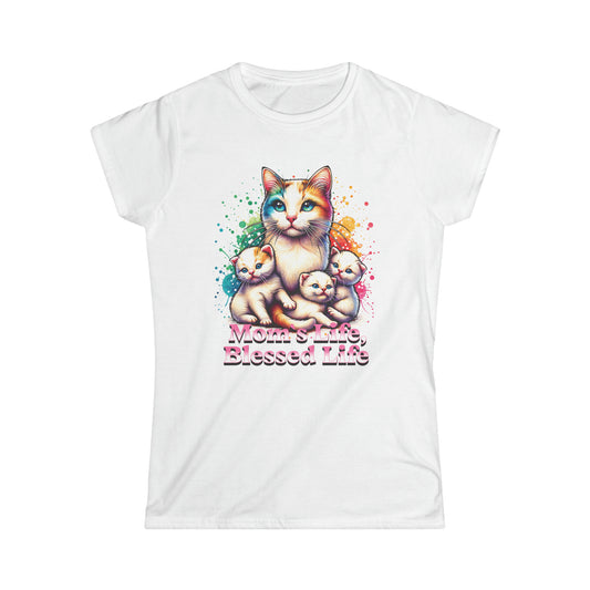 Mom´s Life Blessed Life - Women's Cat Graphic Tees | Graphic T Shirts