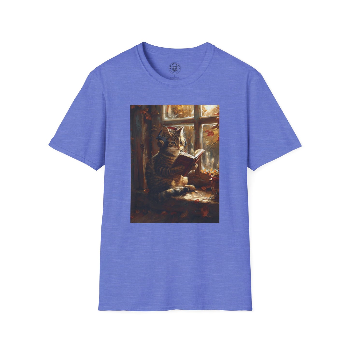 Painting Reading Cat Autum - Unisex Cat Graphic Tees | Graphic T Shirts