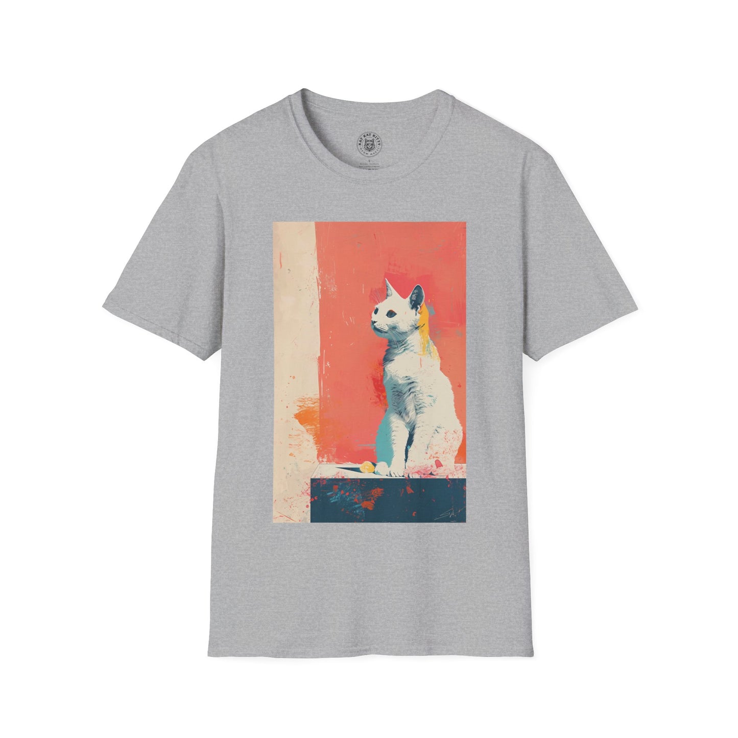 Painting Minimal Pastel Cat - Unisex Cat Graphic Tees | Graphic T Shirts