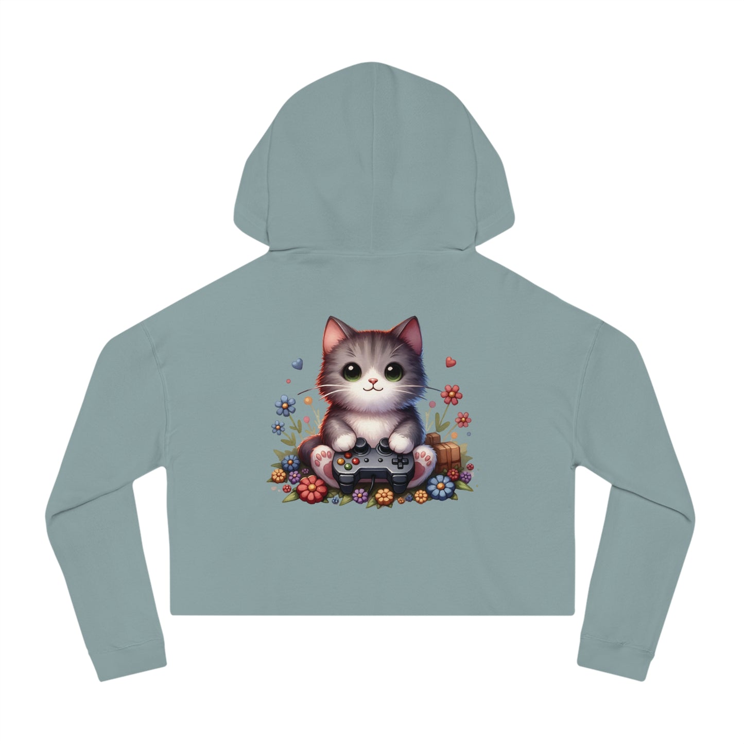 Gamer Cat - Women’s Cropped Hooded Sweatshirt