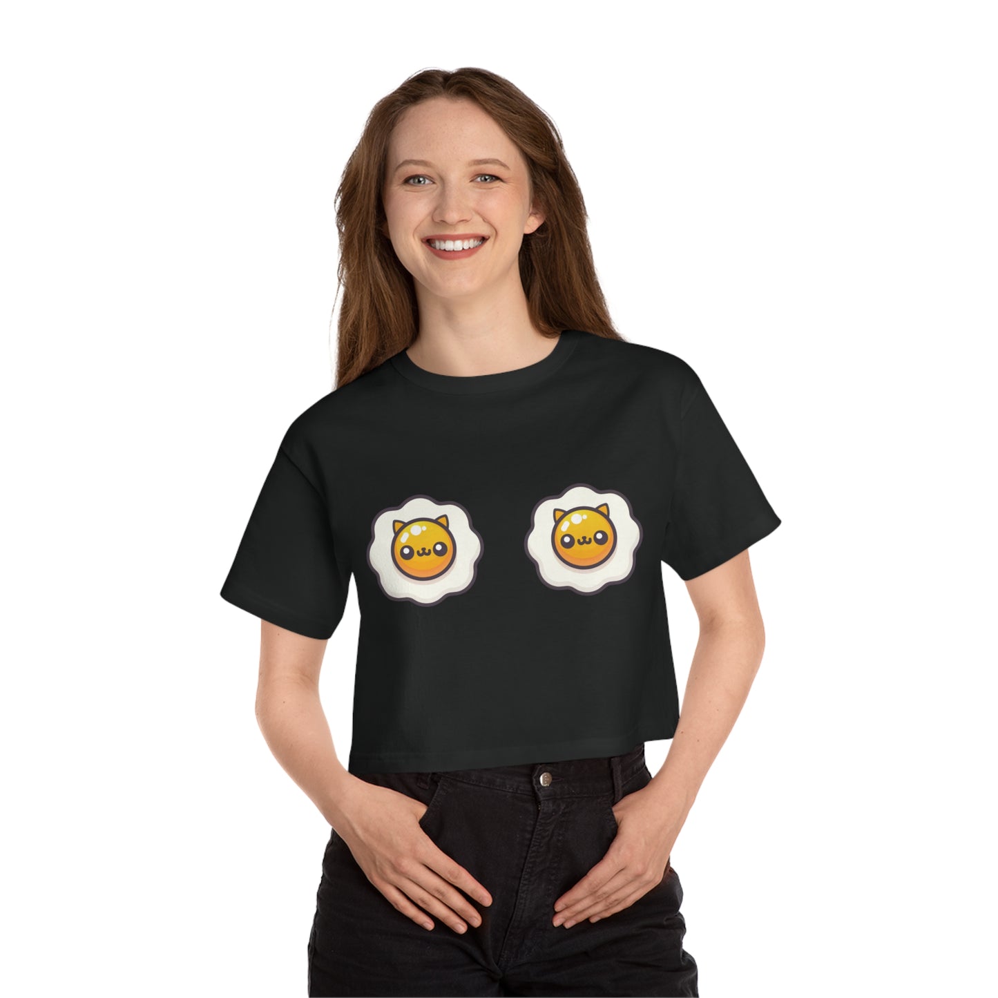 Sunny Side Cat Tiddies - Champion® Women's Heritage Cropped T-Shirt