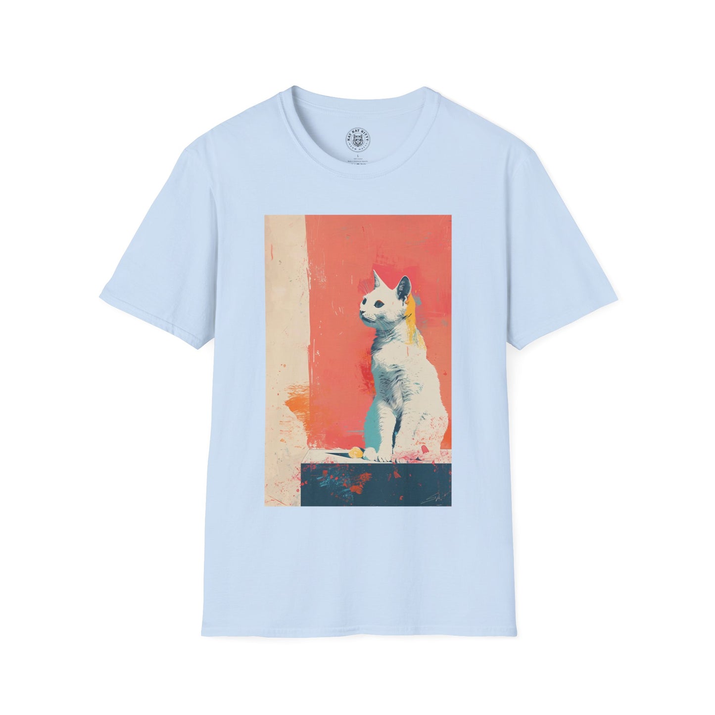 Painting Minimal Pastel Cat - Unisex Cat Graphic Tees | Graphic T Shirts