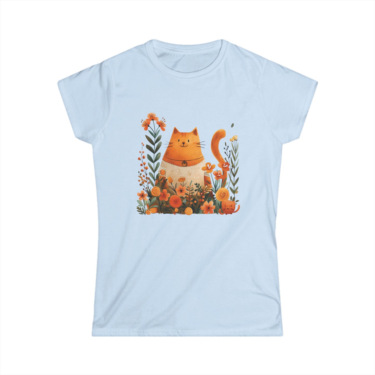 Cat and Flowers - Women's Cat Graphic Tees | Graphic T Shirts