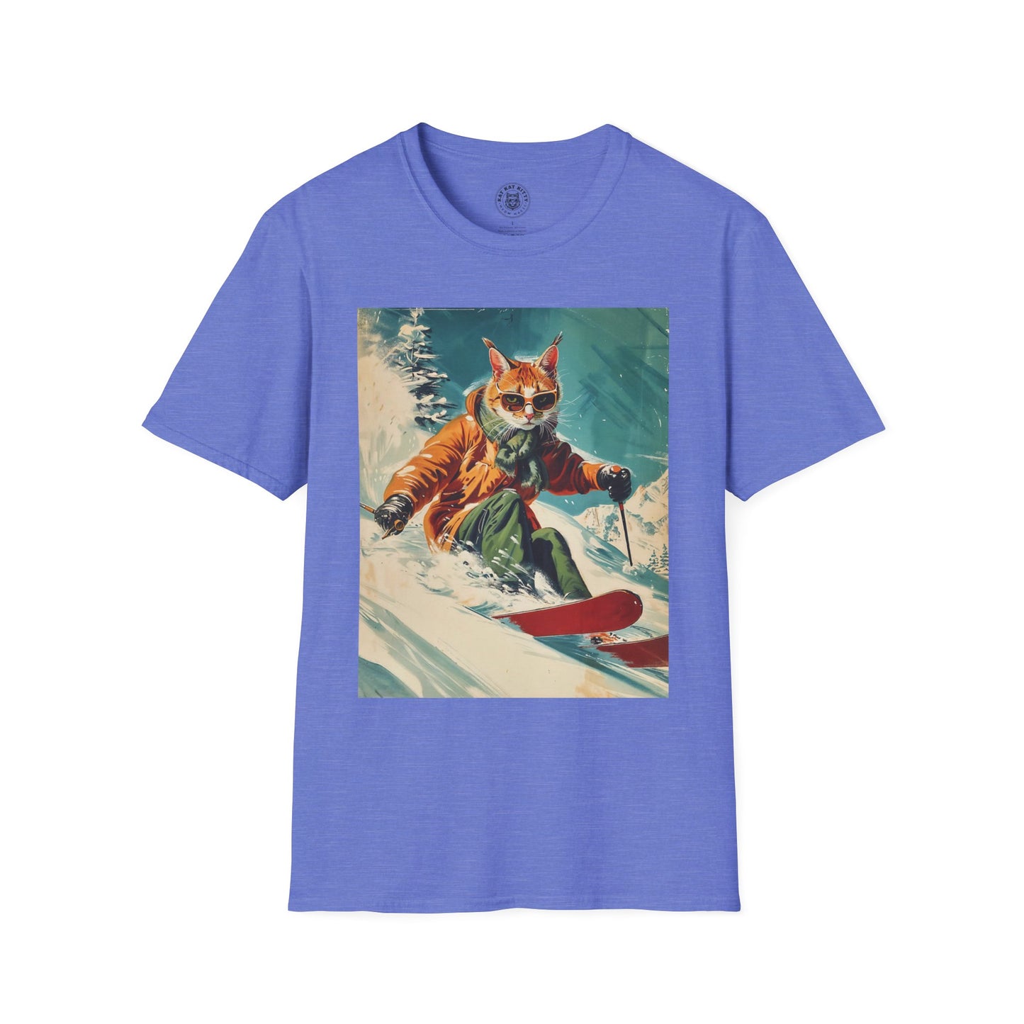 Painting 50´s Snowboarding Cat - Unisex Cat Graphic Tees | Graphic T Shirts