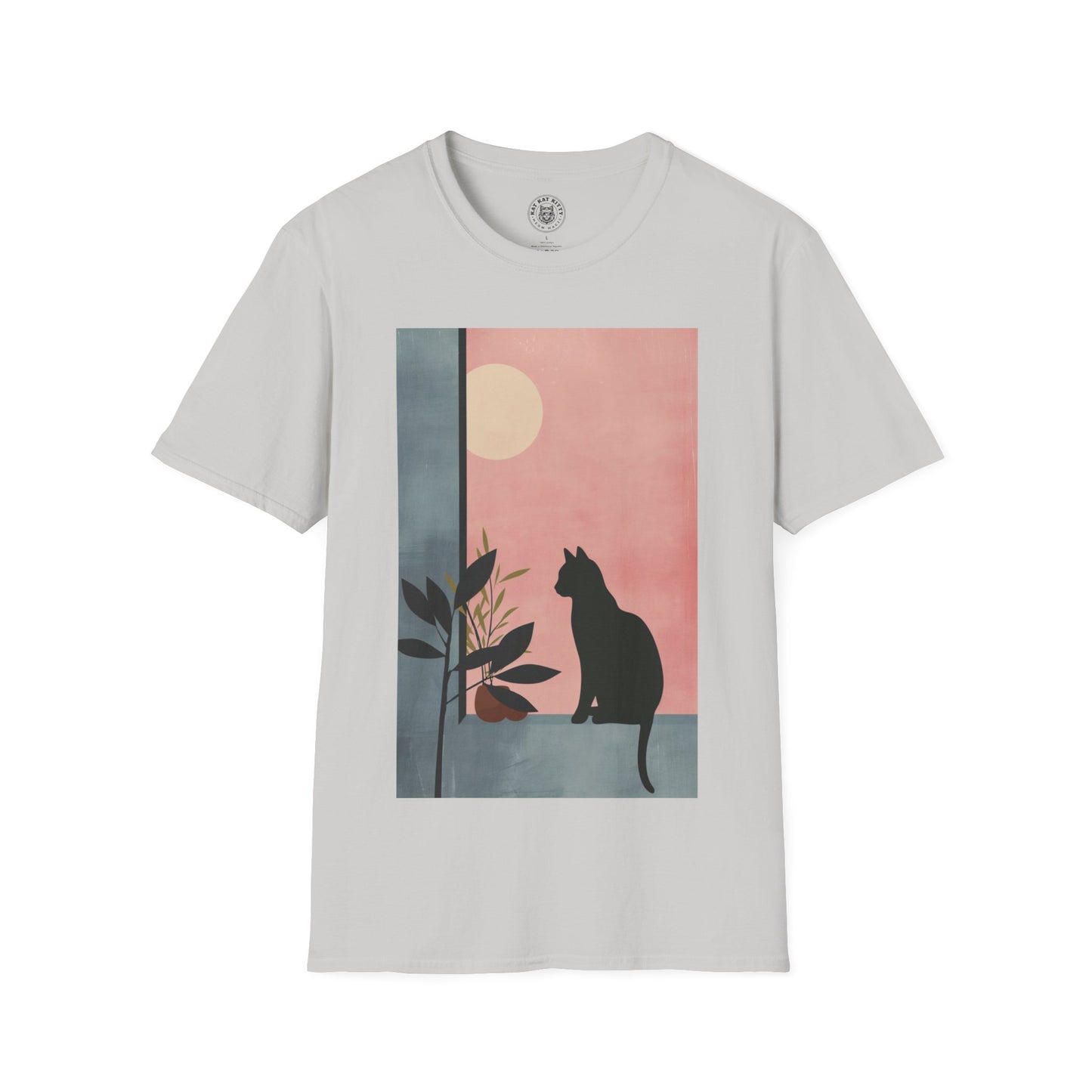 Painting Minimal Pastel Black Cat - Unisex Cat Graphic Tees | Graphic T Shirts