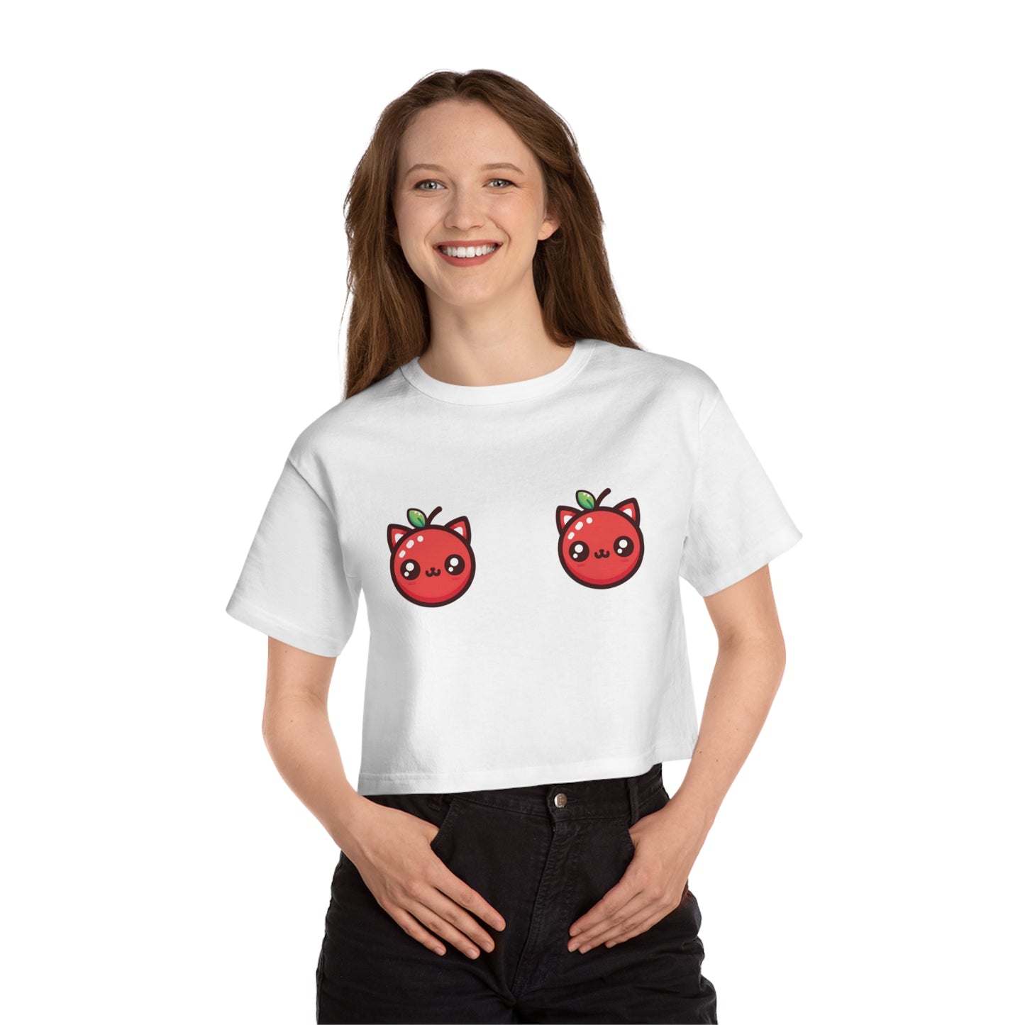 Cherries Cat Tiddies - Champion® Women's Heritage Cropped T-Shirt