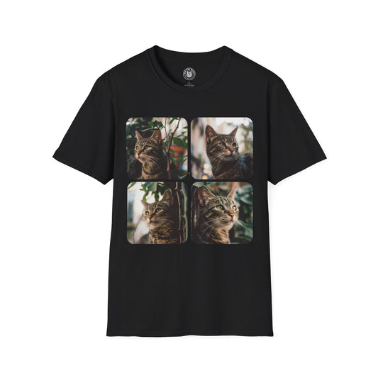 Polaroid Portrait Cat With Plants - Unisex Cat Graphic Tees | Graphic T Shirts