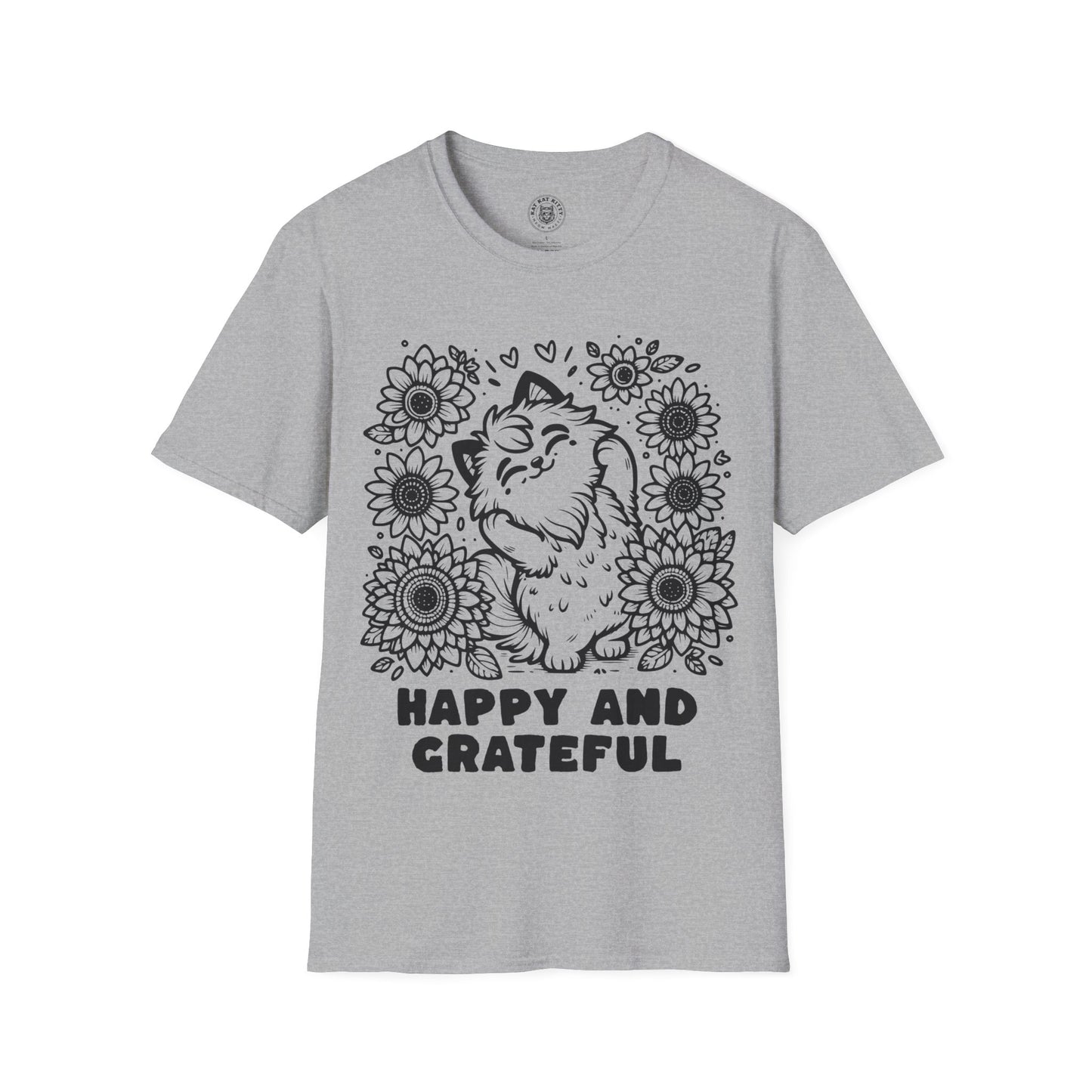 Happy And Grateful - Unisex Cat Graphic Tees | Graphic T Shirts