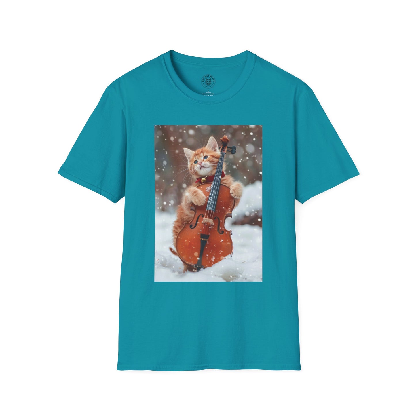 Picture Of A Cat And A Violin - Unisex Cat Graphic Tees | Graphic T Shirts