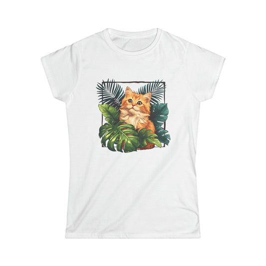 Monsteras And  Cat - Women's Cat Graphic Tees | Graphic T Shirts