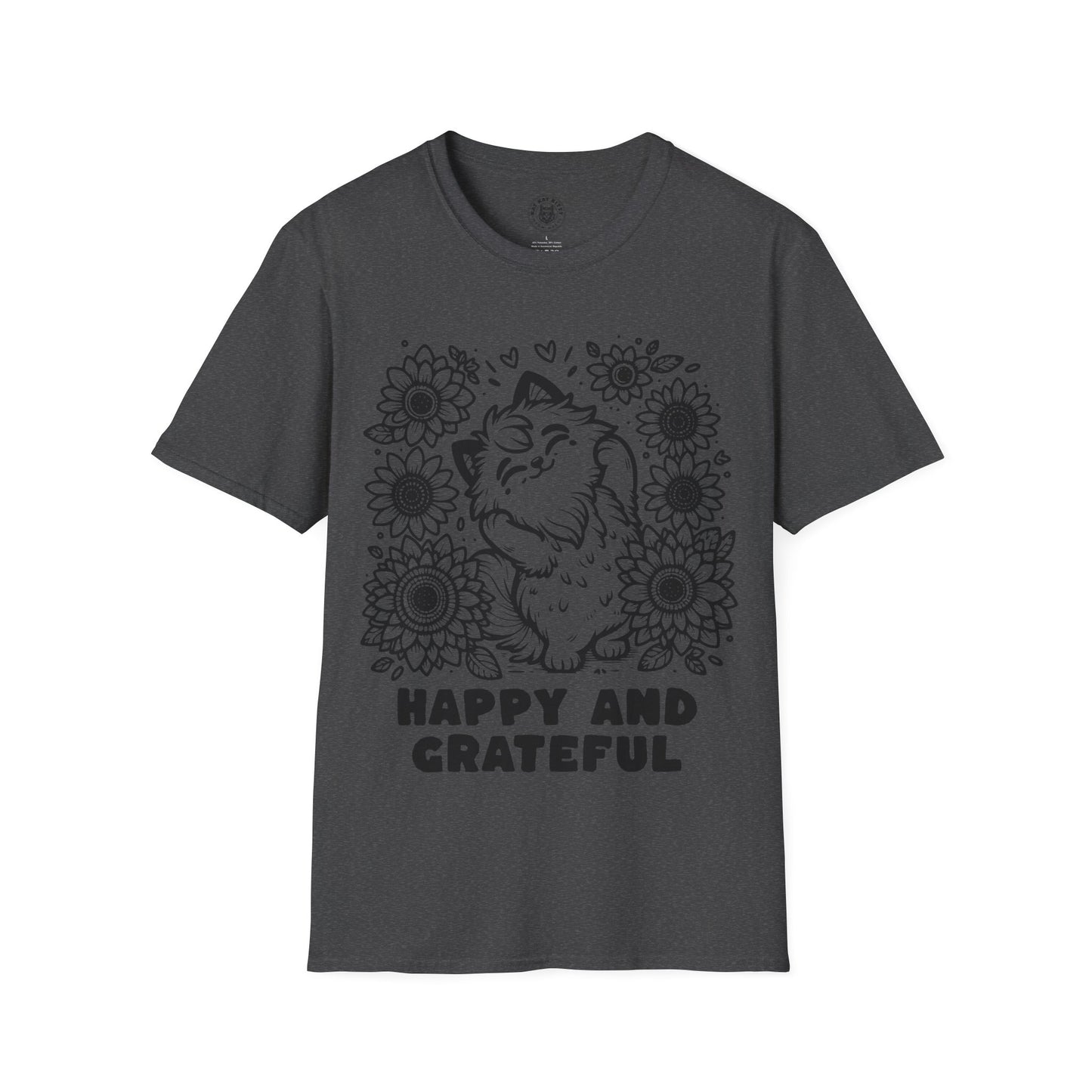 Happy And Grateful - Unisex Cat Graphic Tees | Graphic T Shirts