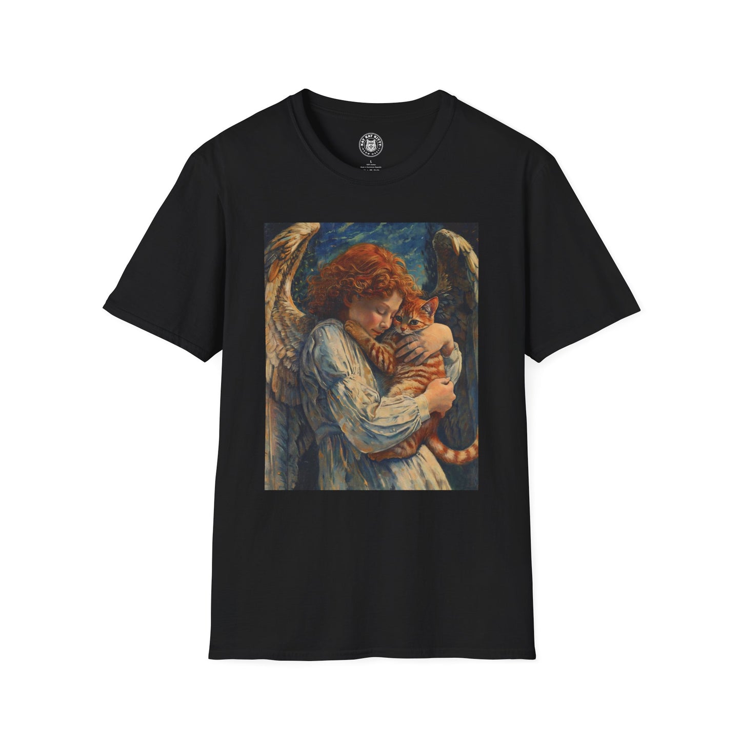 Painting Angel and Cat - Unisex Cat Graphic Tees | Graphic T Shirts