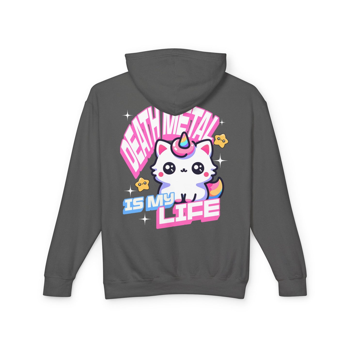 Death Metal Is My Life - Unisex Lightweight Cat Hooded Sweatshirt