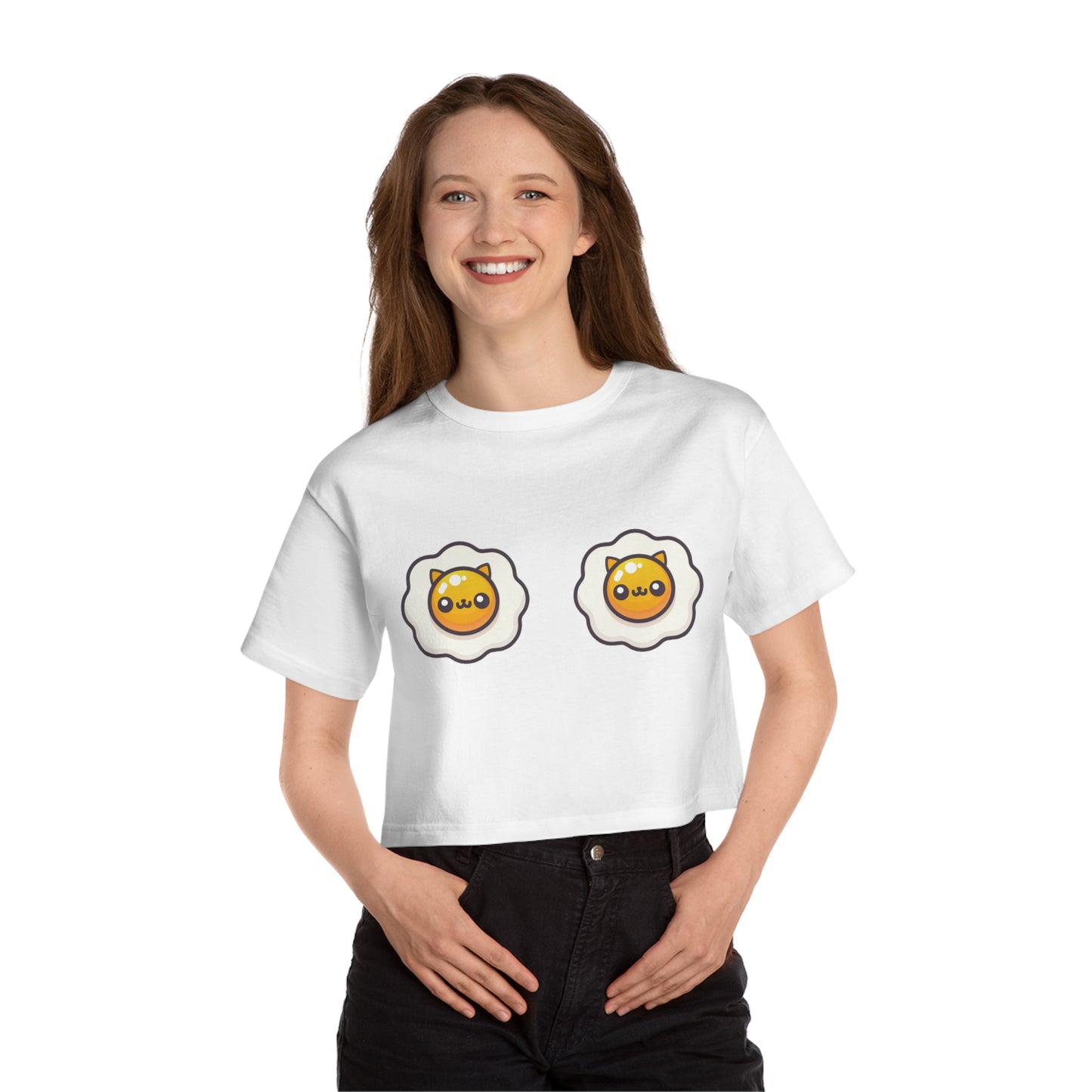 Sunny Side Cat Tiddies - Champion® Women's Heritage Cropped T-Shirt