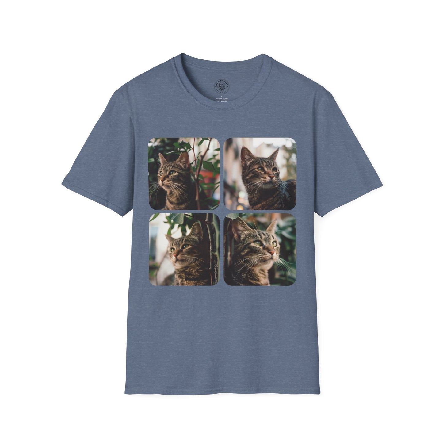 Polaroid Portrait Cat With Plants - Unisex Cat Graphic Tees | Graphic T Shirts