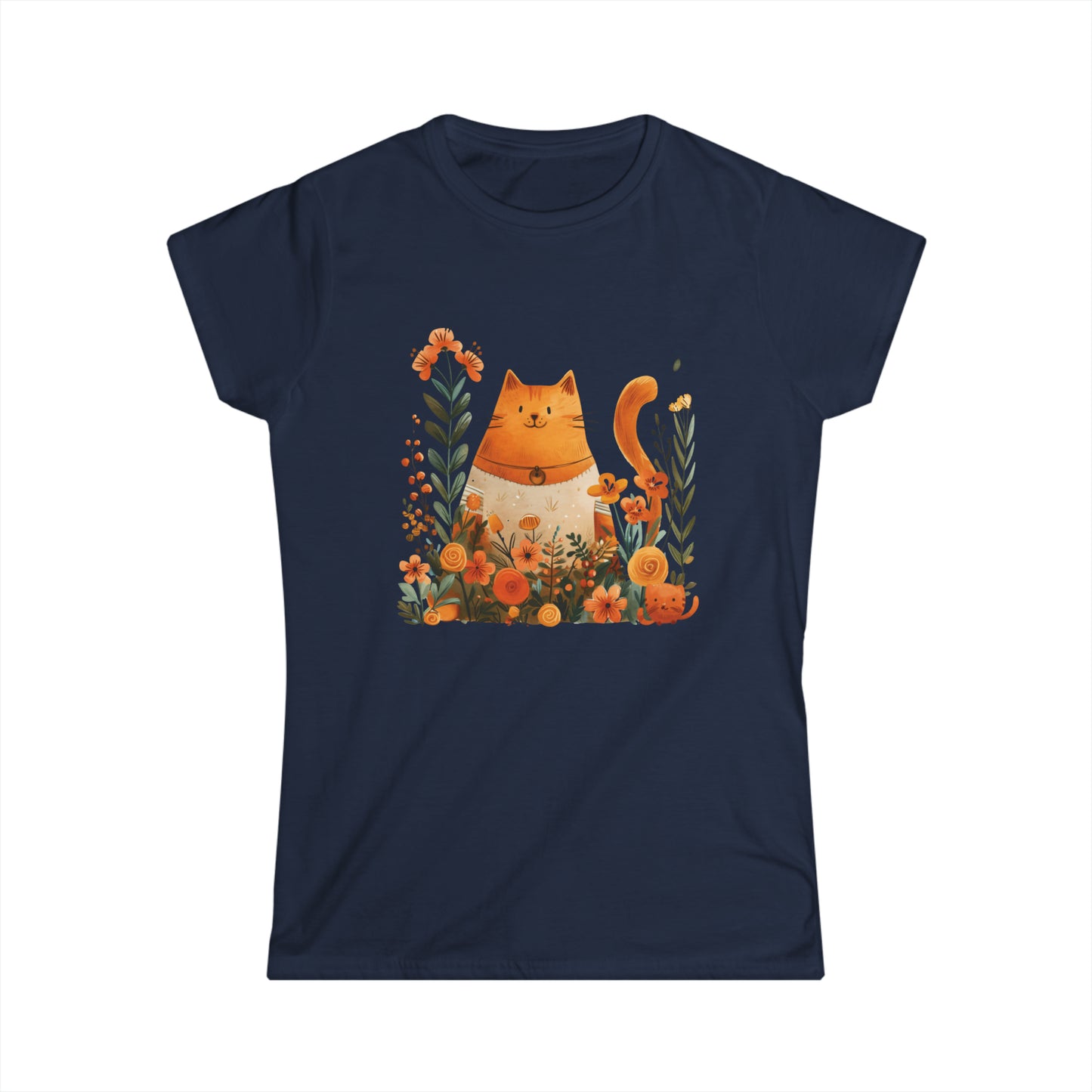 Cat and Flowers - Women's Cat Graphic Tees | Graphic T Shirts