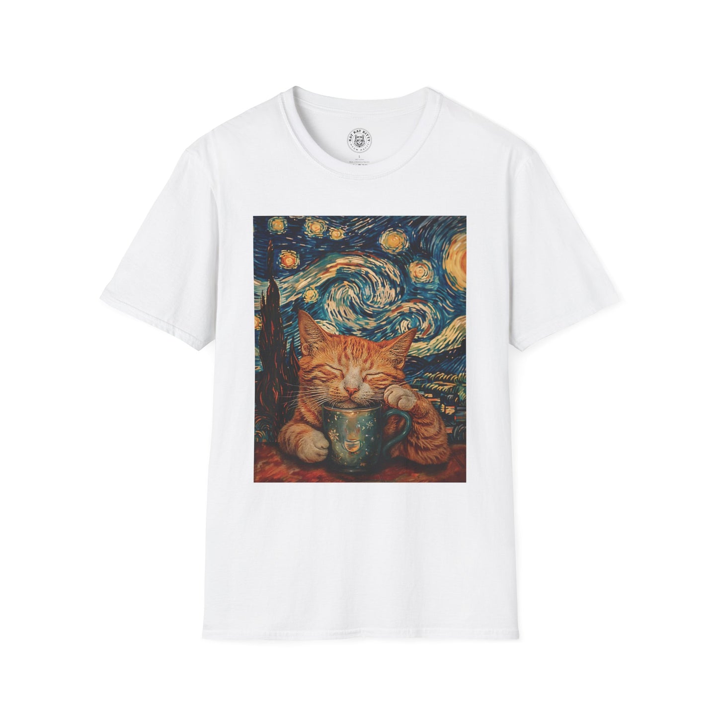 Painting The Starry Night Cat - Unisex Cat Graphic Tees | Graphic T Shirts