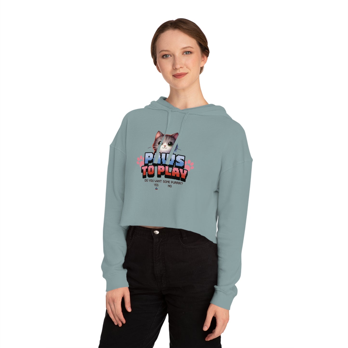 Gamer Cat - Women’s Cropped Hooded Sweatshirt