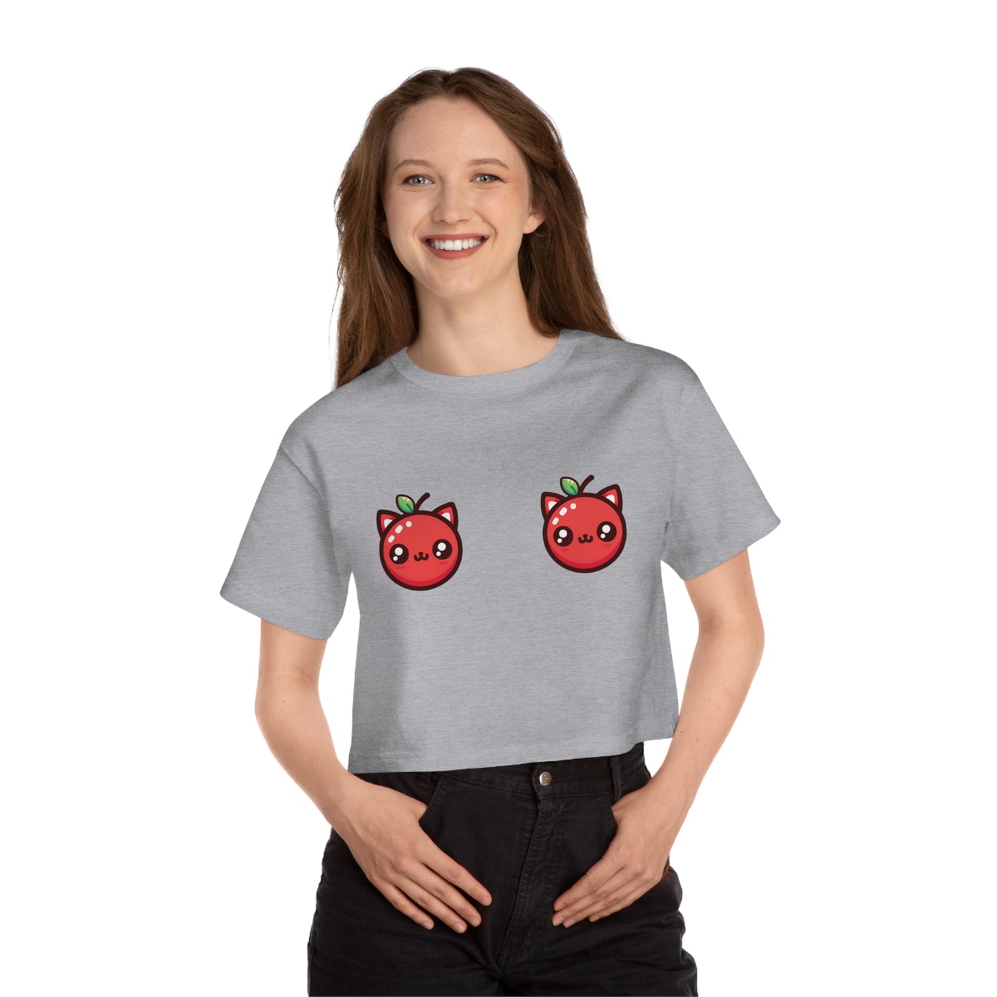 Cherries Cat Tiddies - Champion® Women's Heritage Cropped T-Shirt