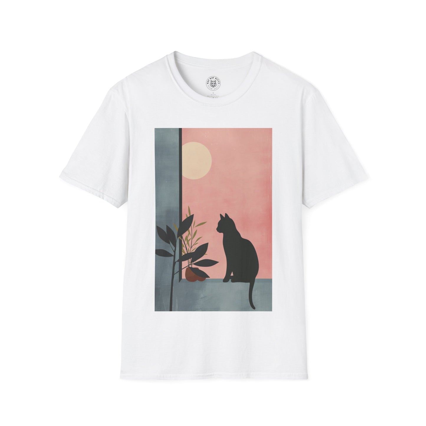 Painting Minimal Pastel Black Cat - Unisex Cat Graphic Tees | Graphic T Shirts