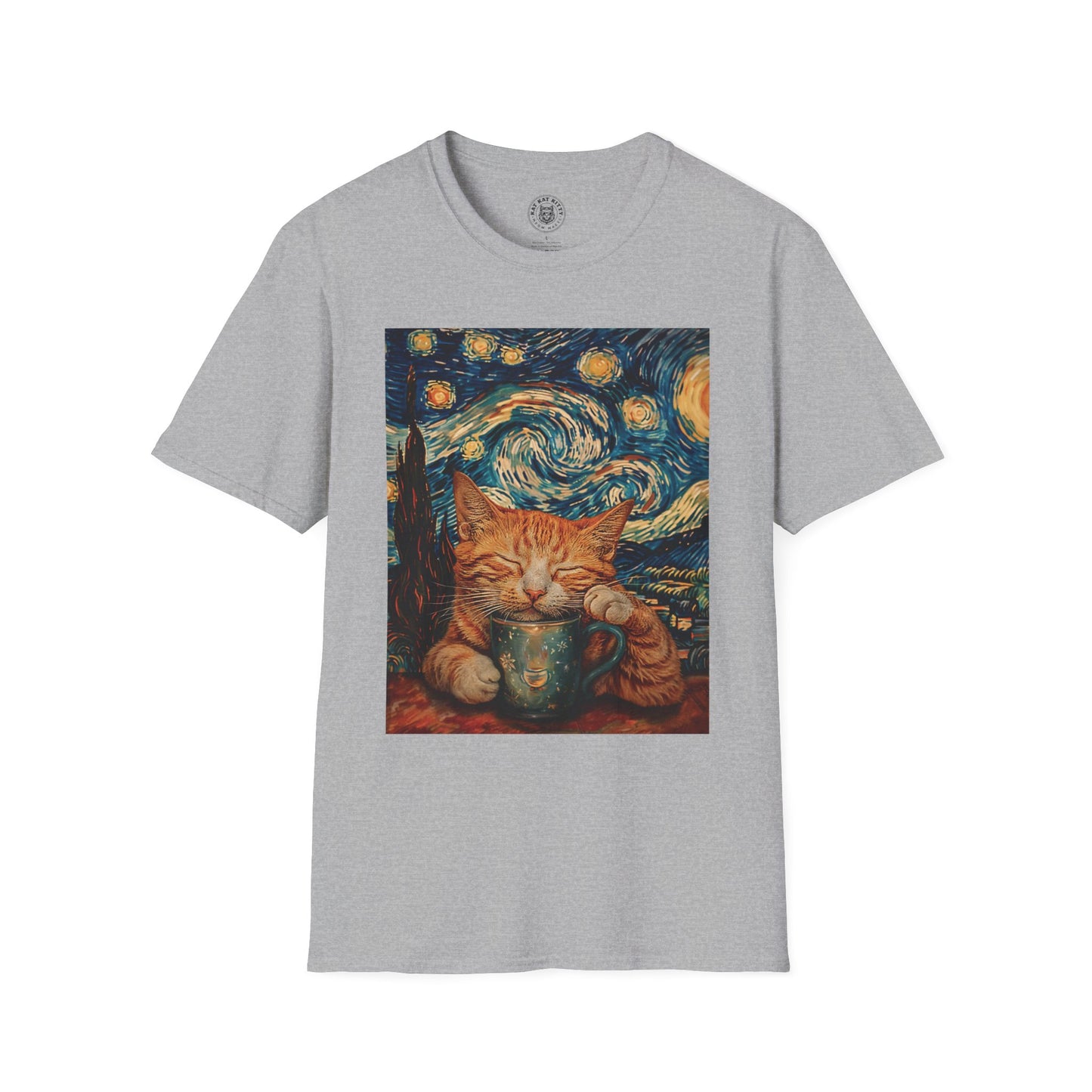 Painting The Starry Night Cat - Unisex Cat Graphic Tees | Graphic T Shirts