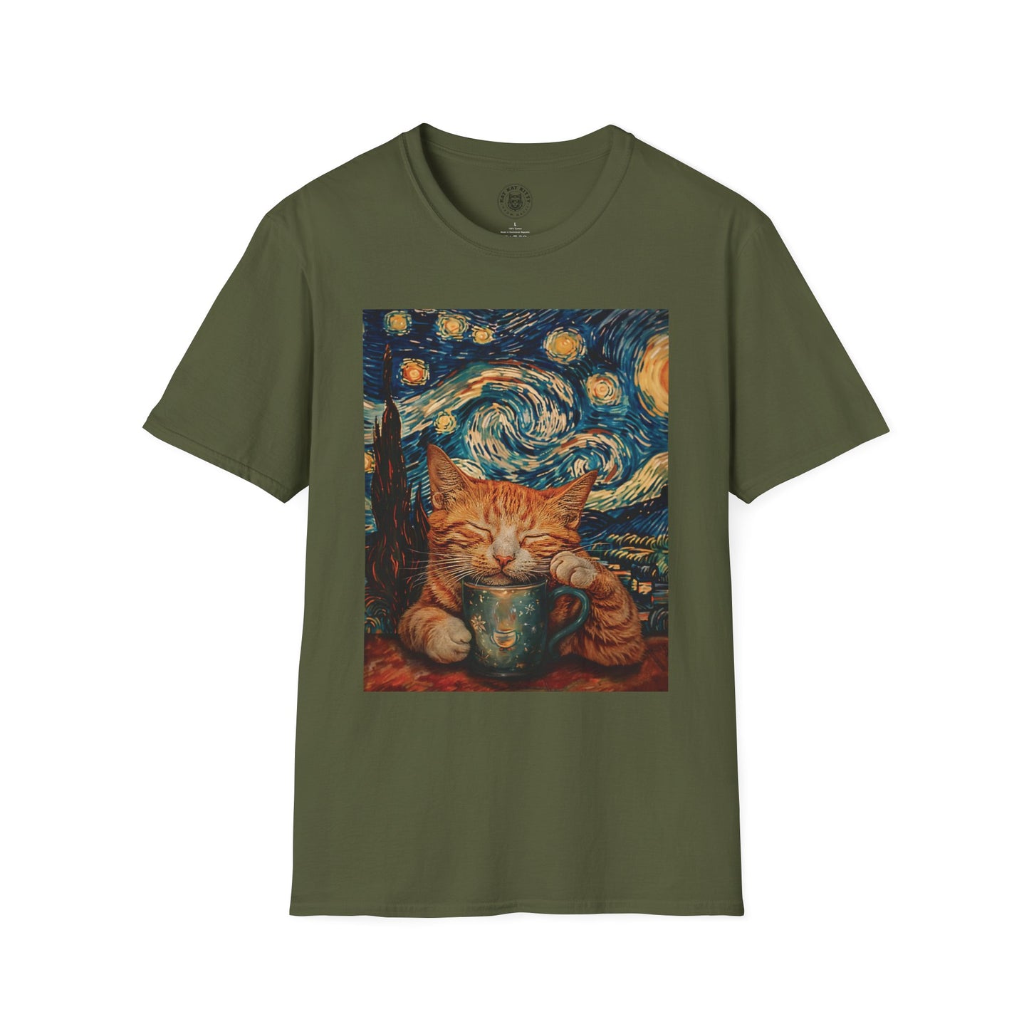 Painting The Starry Night Cat - Unisex Cat Graphic Tees | Graphic T Shirts