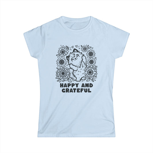 Happy and Grateful - Women's Cat Graphic Tees | Graphic T Shirts