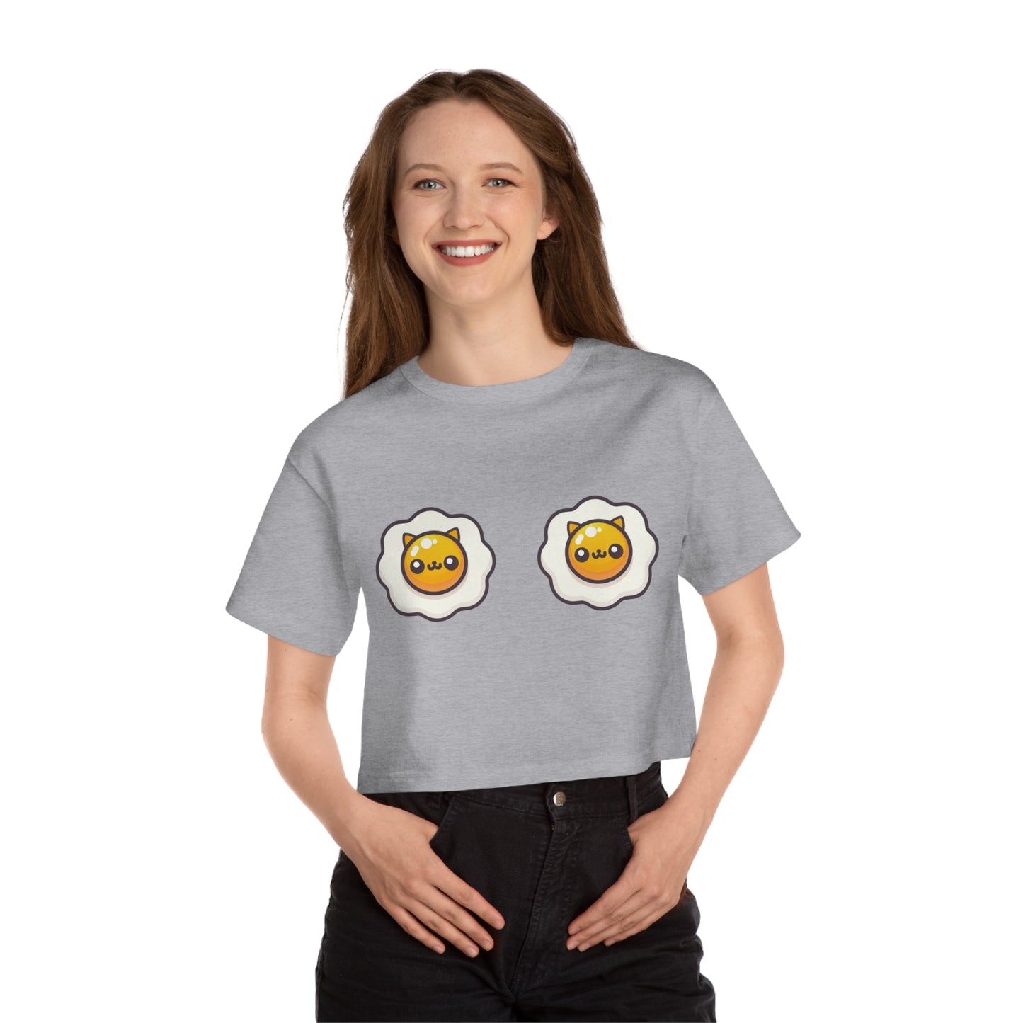 Sunny Side Cat Tiddies - Champion® Women's Heritage Cropped T-Shirt