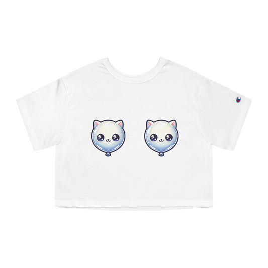 Blue Baloon Cat Tiddies - Champion® Women's Heritage Cropped T-Shirt