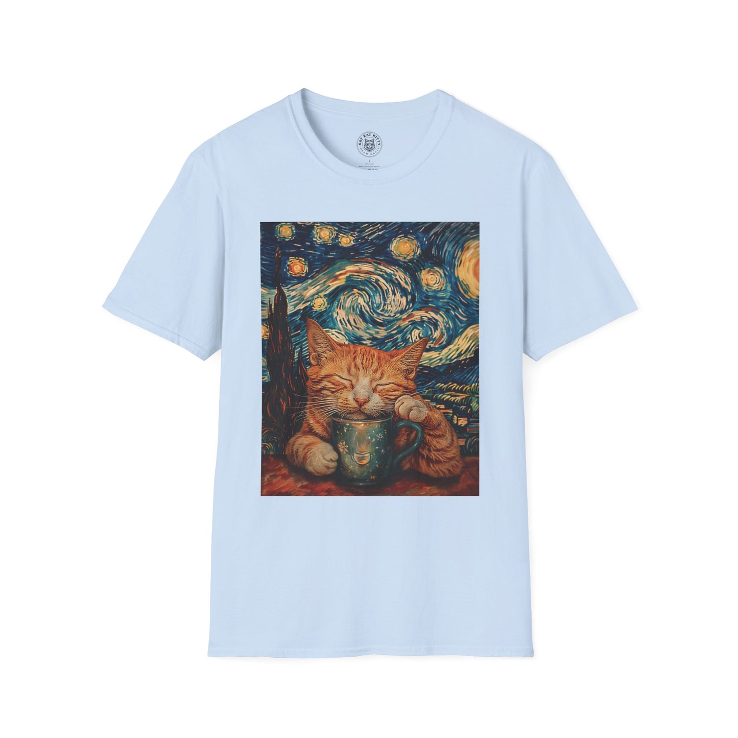 Painting The Starry Night Cat - Unisex Cat Graphic Tees | Graphic T Shirts