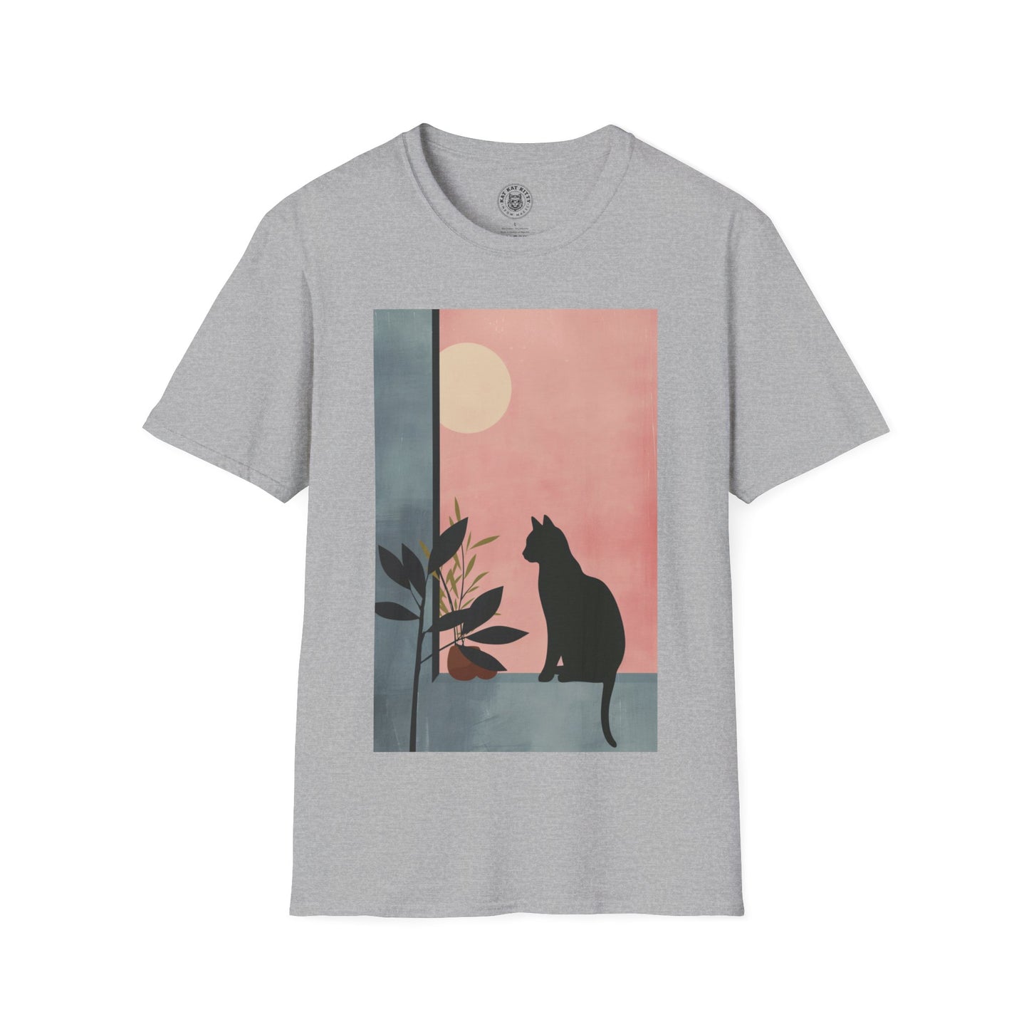 Painting Minimal Pastel Black Cat - Unisex Cat Graphic Tees | Graphic T Shirts