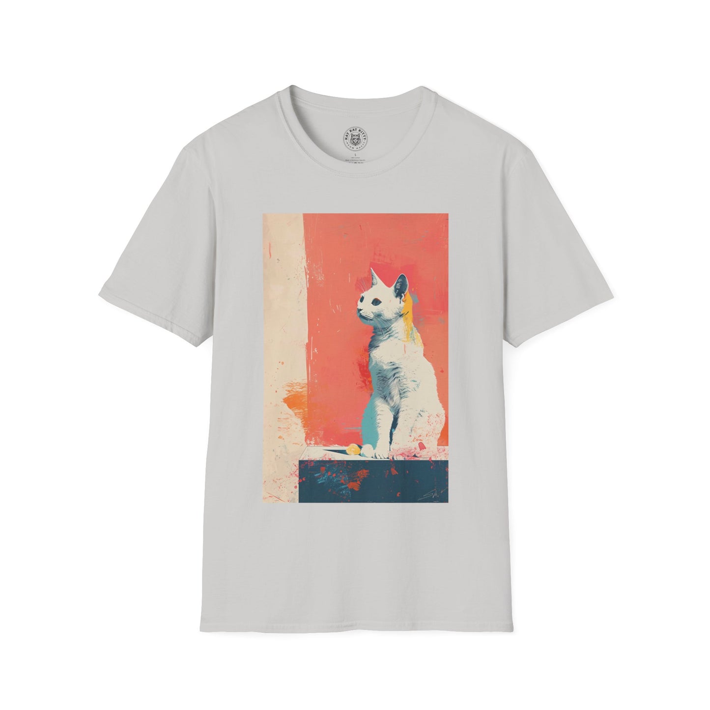 Painting Minimal Pastel Cat - Unisex Cat Graphic Tees | Graphic T Shirts