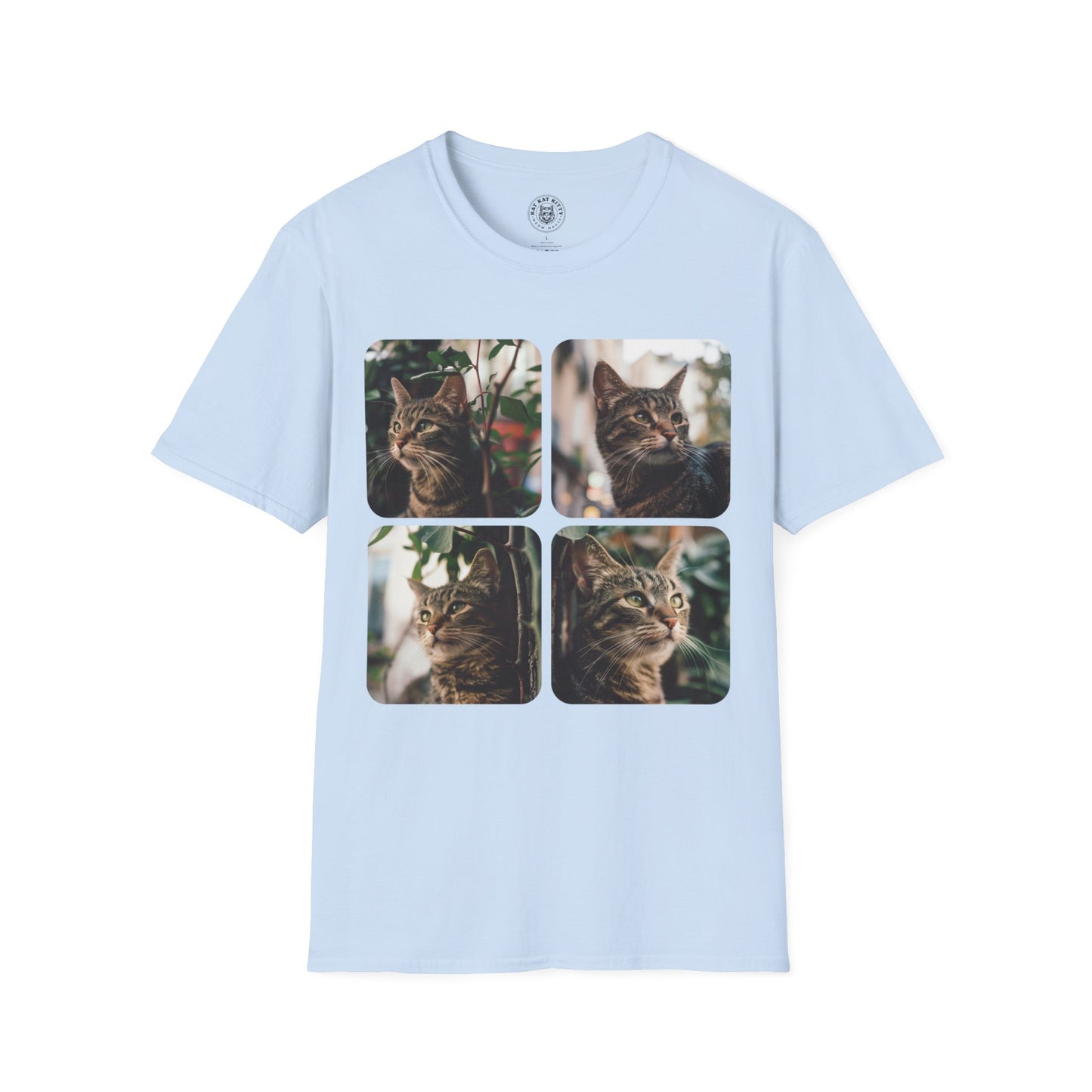 Polaroid Portrait Cat With Plants - Unisex Cat Graphic Tees | Graphic T Shirts