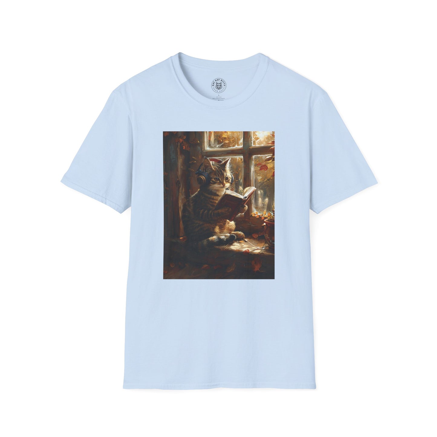 Painting Reading Cat Autum - Unisex Cat Graphic Tees | Graphic T Shirts