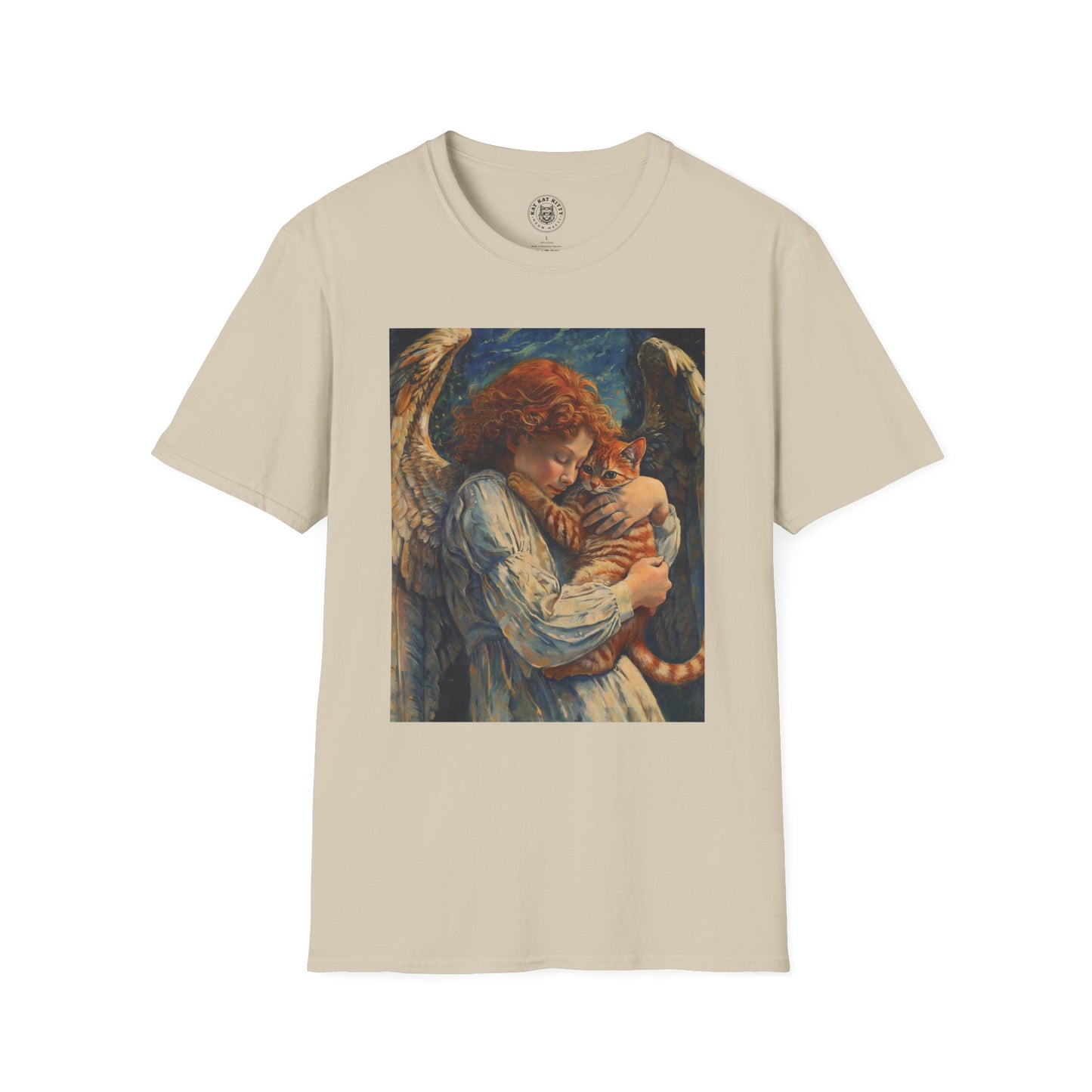 Painting Angel and Cat - Unisex Cat Graphic Tees | Graphic T Shirts