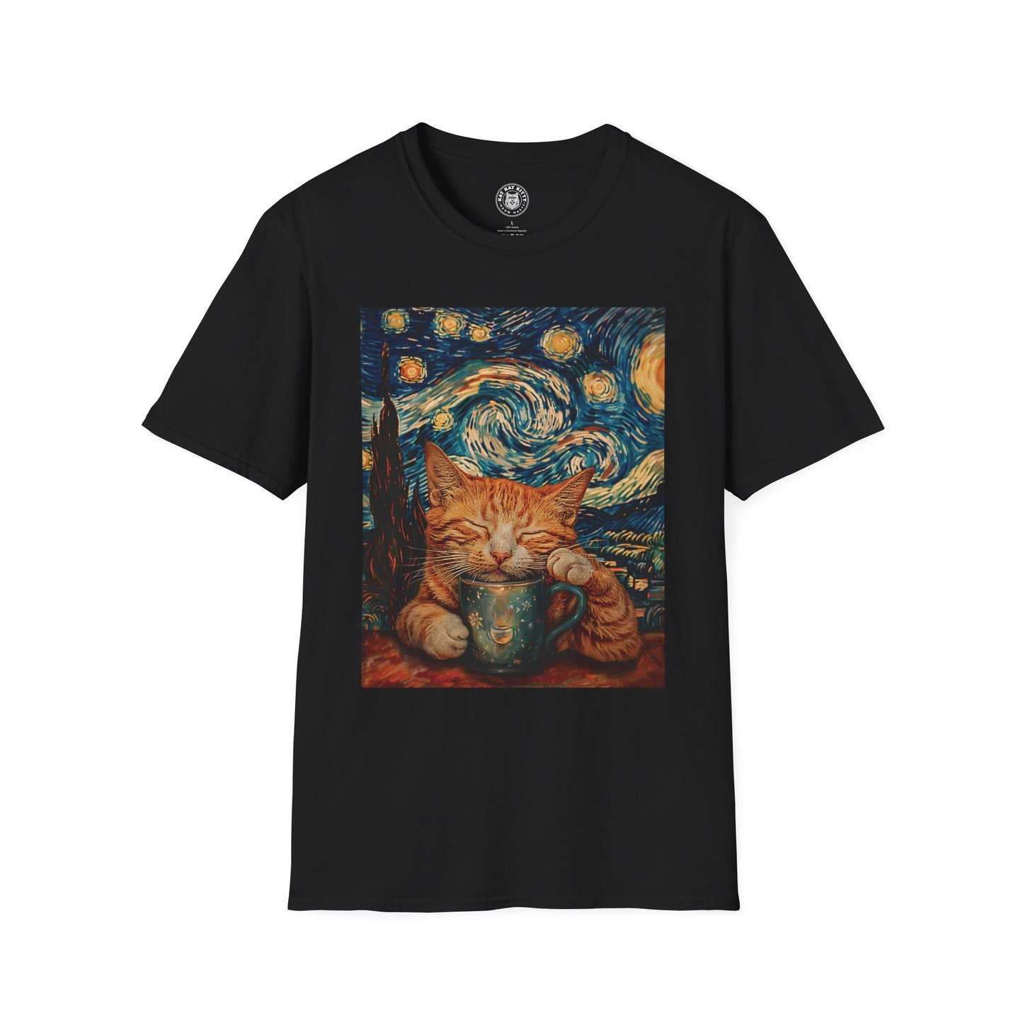 Painting The Starry Night Cat - Unisex Cat Graphic Tees | Graphic T Shirts