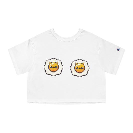 Sunny Side Cat Tiddies - Champion® Women's Heritage Cropped T-Shirt