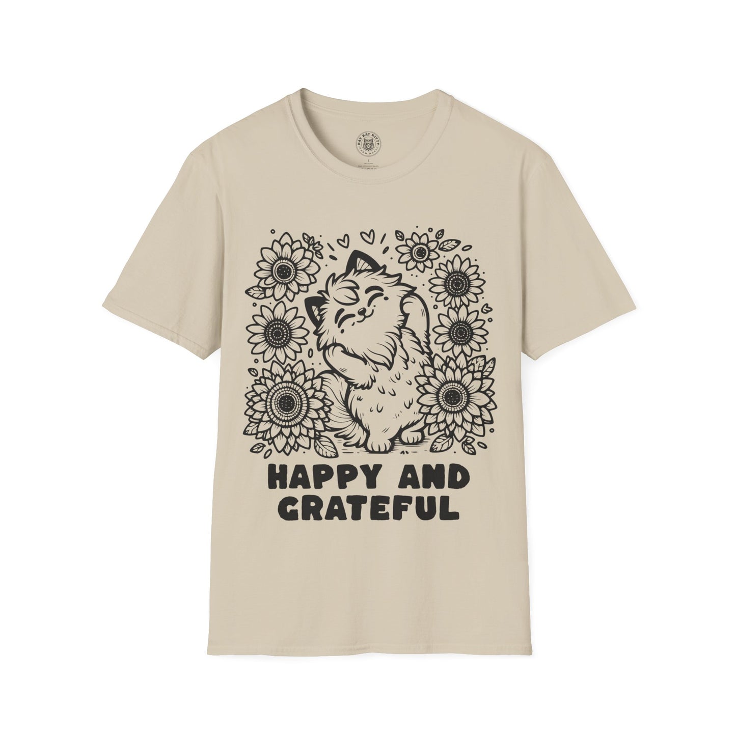 Happy And Grateful - Unisex Cat Graphic Tees | Graphic T Shirts