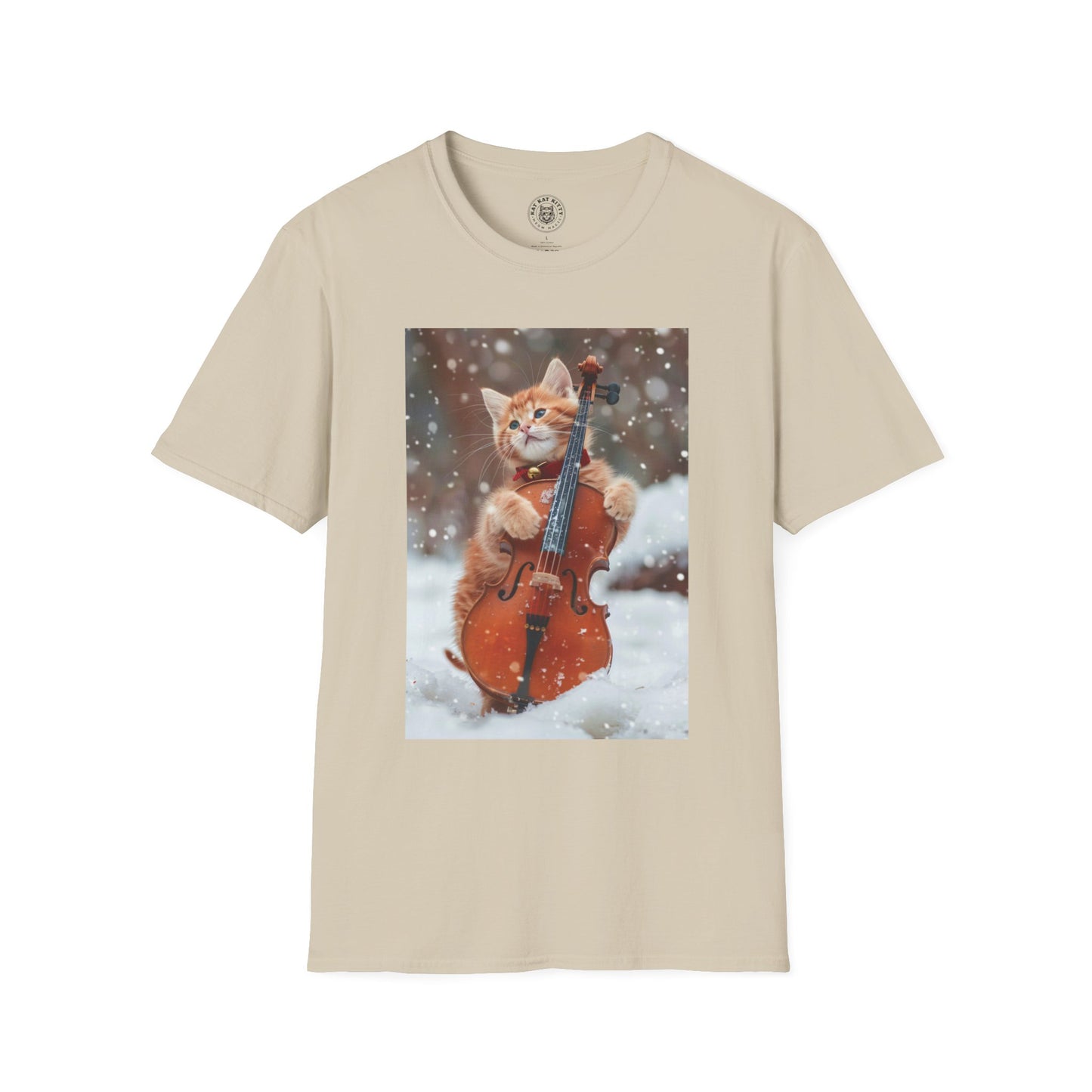 Picture Of A Cat And A Violin - Unisex Cat Graphic Tees | Graphic T Shirts