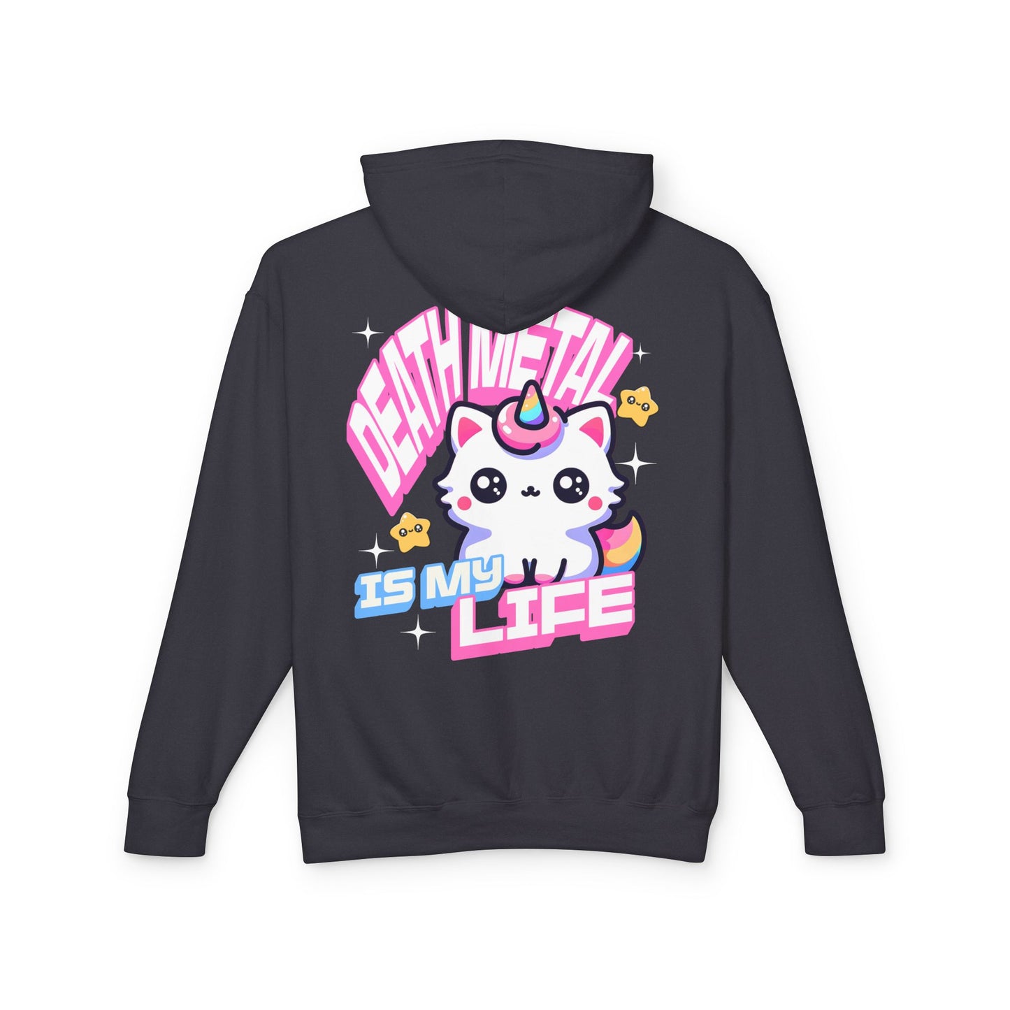 Death Metal Is My Life - Unisex Lightweight Cat Hooded Sweatshirt