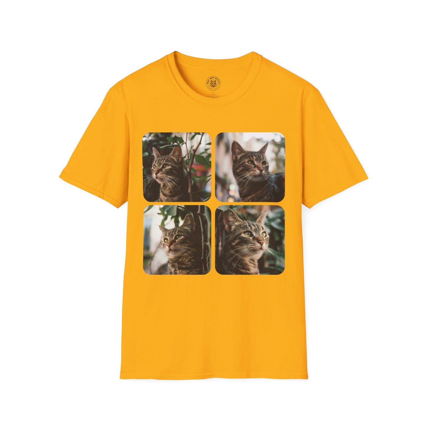 Polaroid Portrait Cat With Plants - Unisex Cat Graphic Tees | Graphic T Shirts