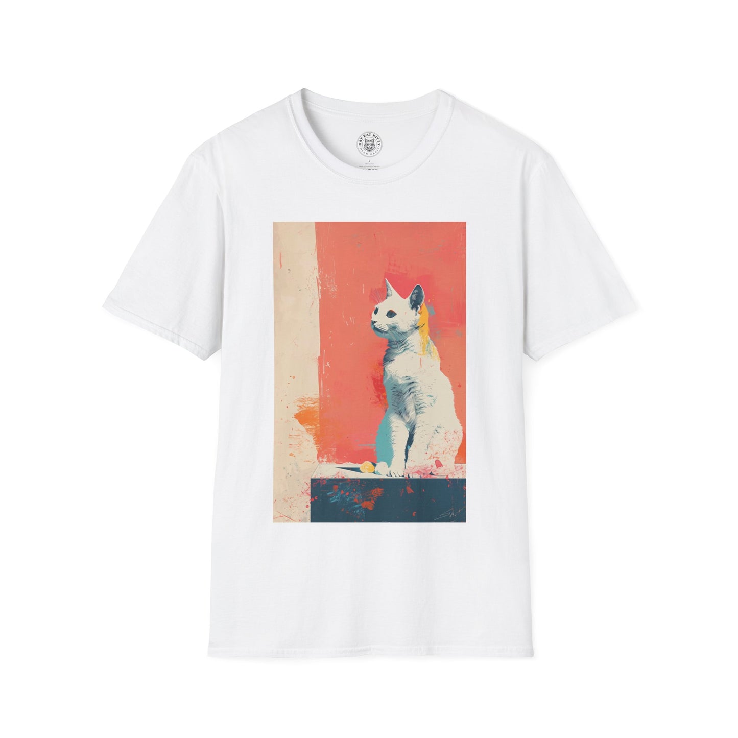 Painting Minimal Pastel Cat - Unisex Cat Graphic Tees | Graphic T Shirts