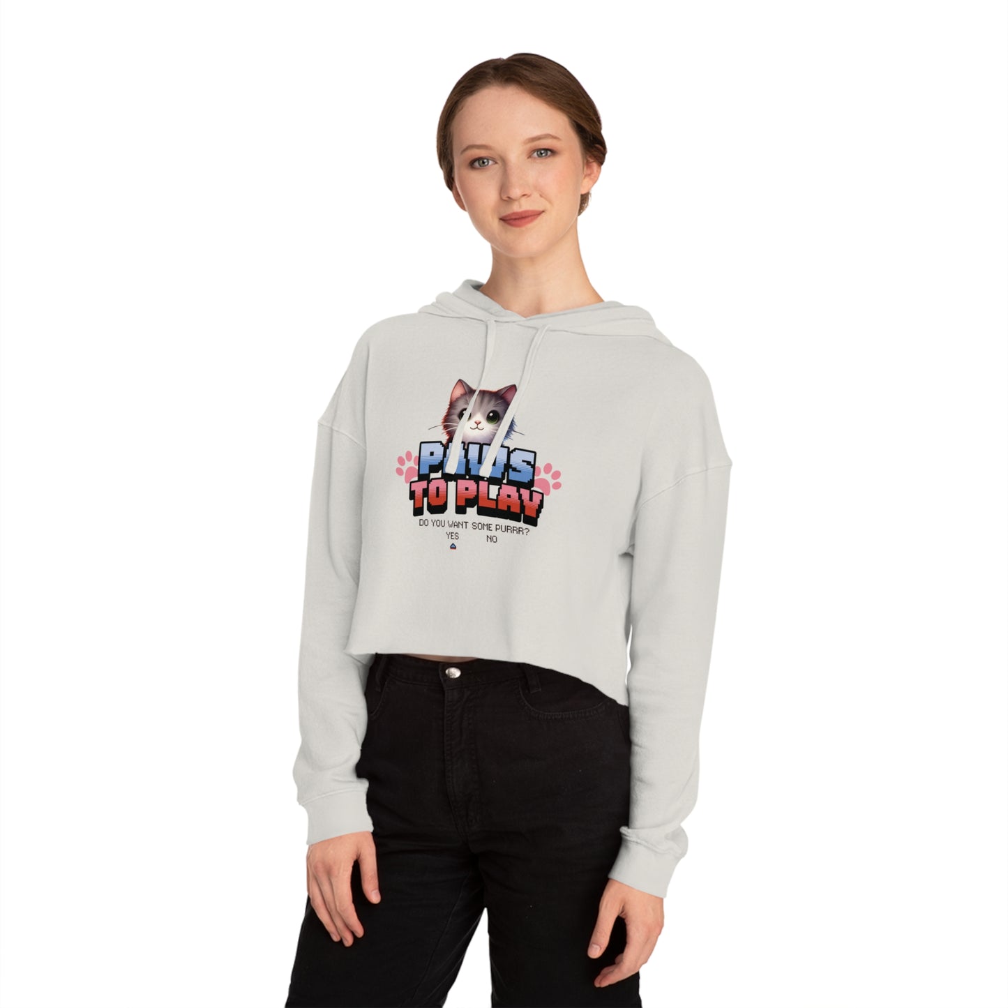 Gamer Cat - Women’s Cropped Hooded Sweatshirt